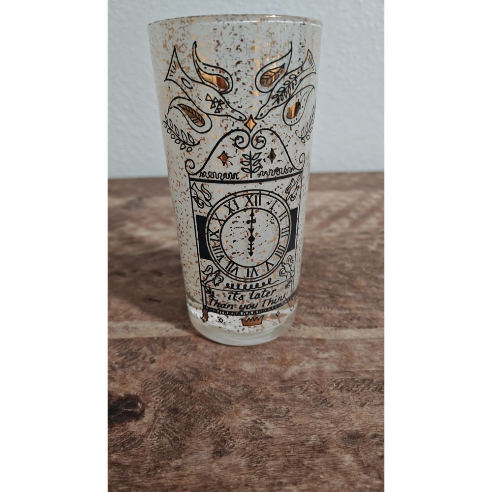Georges Briard Time It's later Than You Think Frosted Tumbler Highball Glass